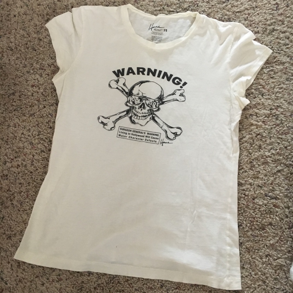 Howe Hollywood skull warning tee shirt pima cotton